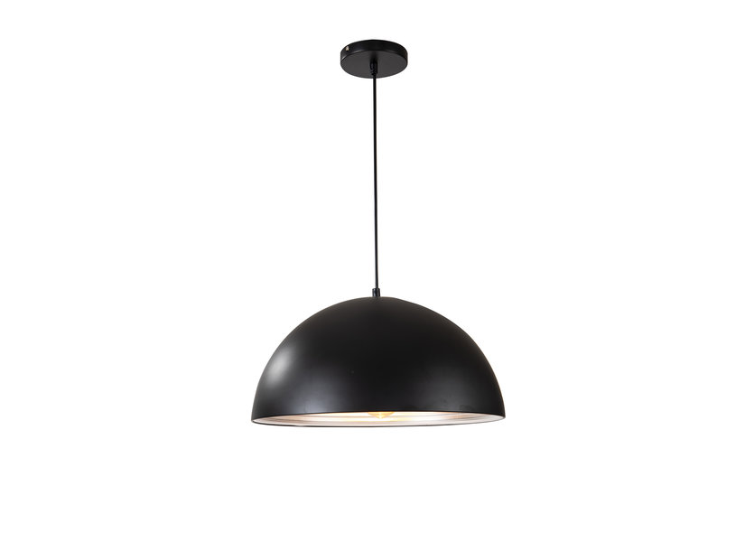 Hanglamp Zwart met Zilveren Binnenkant 50 cm - Scaldare Lucano