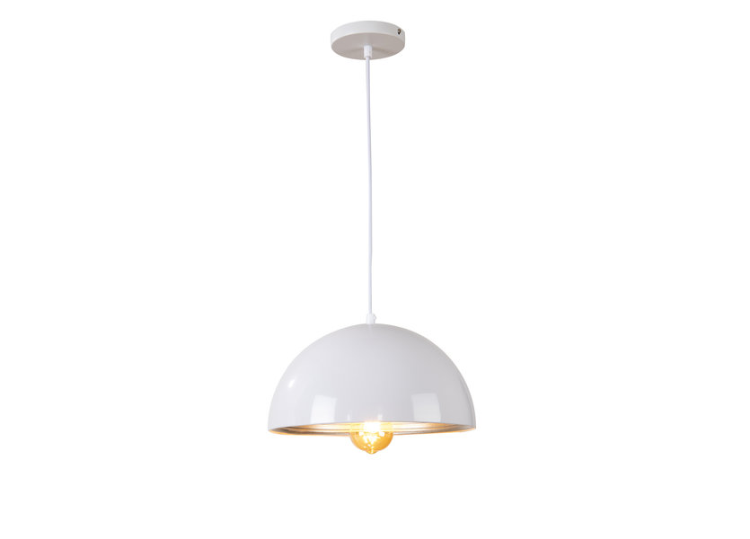 Hanglamp Wit met Zilveren Binnenkant 30 cm - Scaldare Lucano