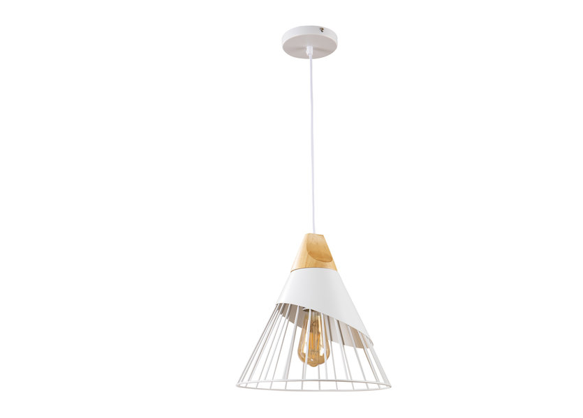 Hanglamp Wit Aluminium met hout - Scaldare Saltino