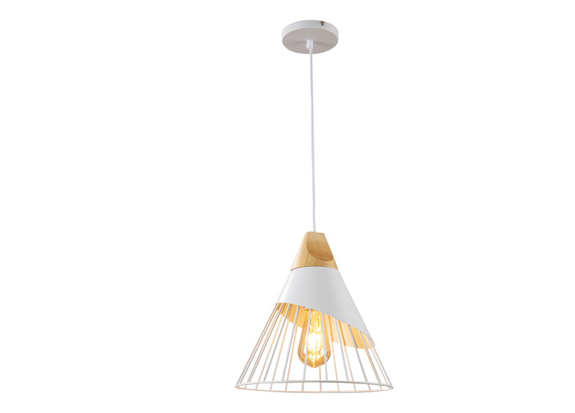 Hanglamp Wit Aluminium met hout - Scaldare Saltino