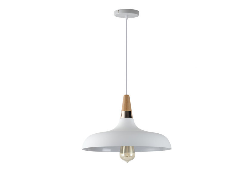 Hanglamp Wit Aluminium met hout - Valott Hanna