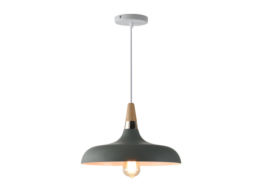 Hanglamp Grijs Aluminium met hout - Valott Hanna