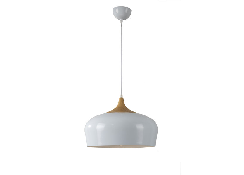 Hanglamp Modern Wit Rond Aluminium en Hout - Valott Jari