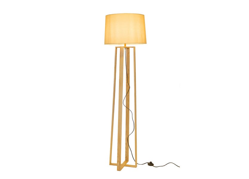 Staande Lamp Vierpoot Hout Beige Kap - Valott Ampua