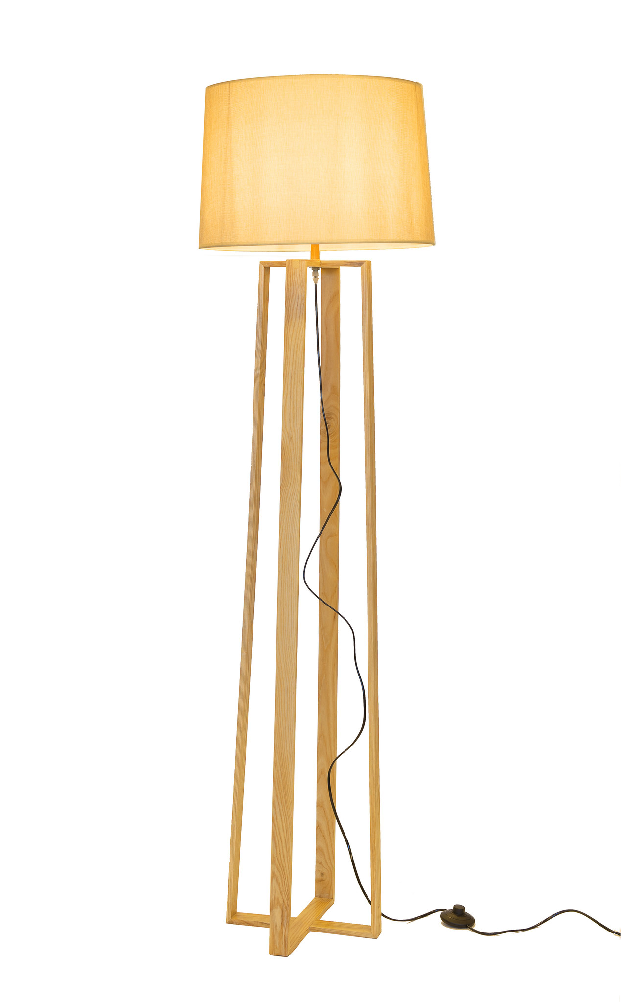 Lamp Vierpoot Hout Beige Kap - Valott Ampua - A tot Z LED