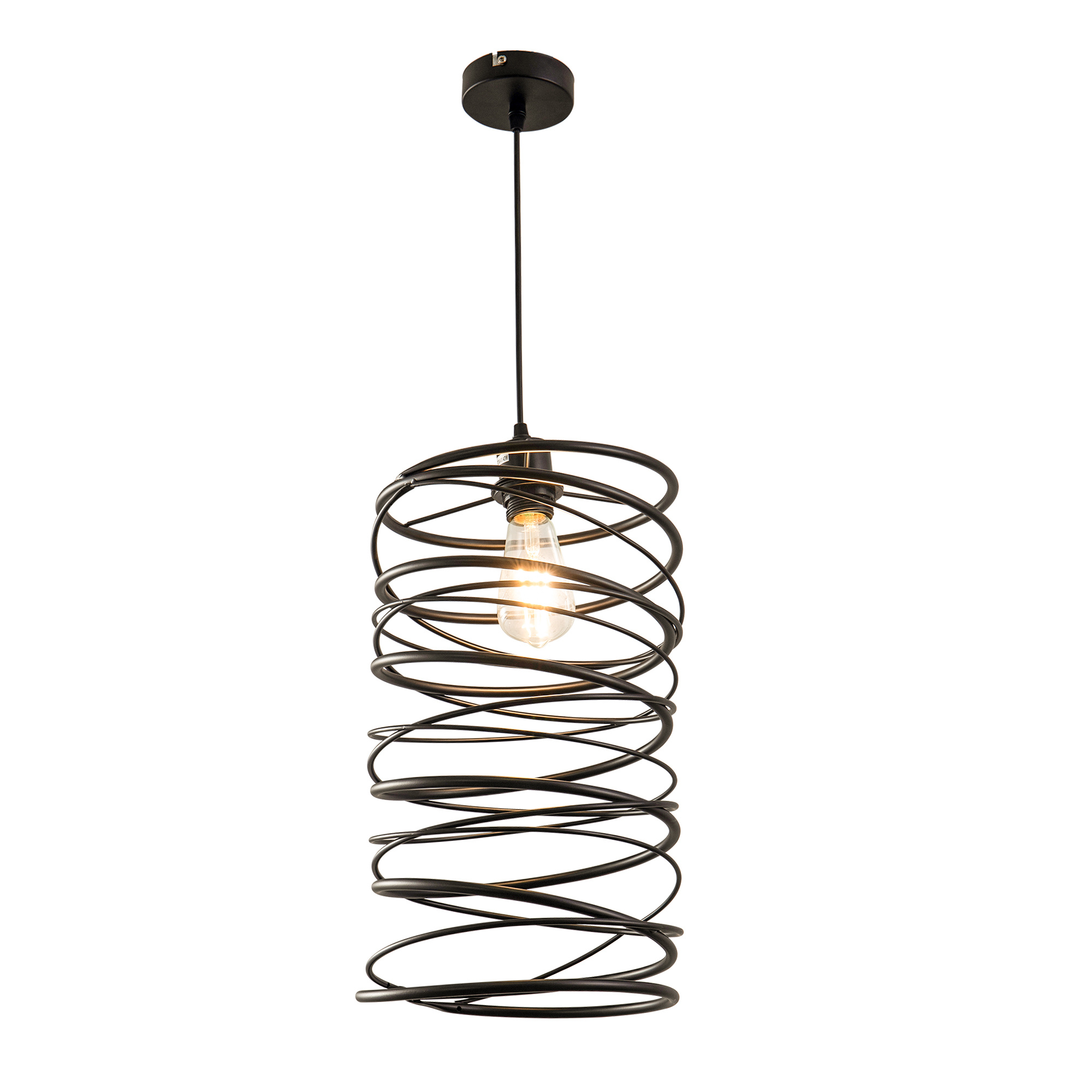 Glitzerlife Hanglamp Industrieel Zwart Rond - Metaal Vintage E27 Retro Eetkamerlamp Keuken Woonkamer Hal Zonder Lamp