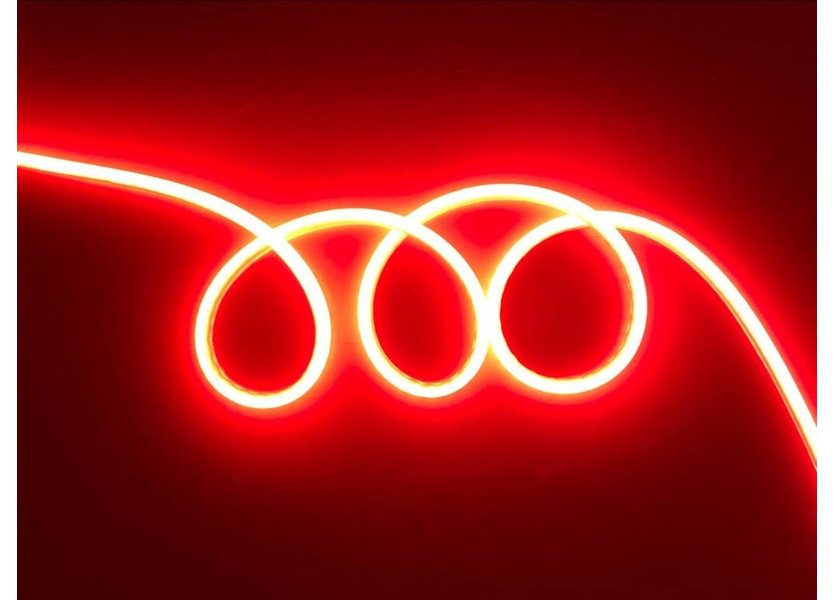 Mini LED Neon strip Flex Rood 1 meter 6mm x 12mm inclusief 12V lichtnetadapter - Funnylights