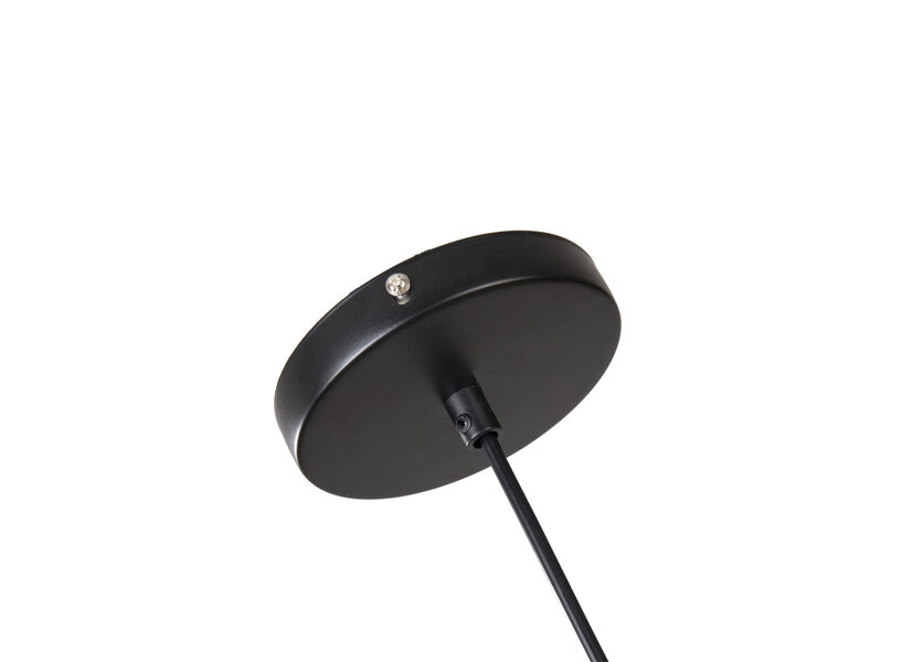 Hanglamp Zwart met hout en witte binnenkant - Scaldare Catania