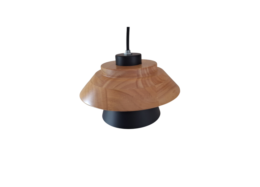 Hanglamp Zwart met hout en witte binnenkant - Scaldare Catania