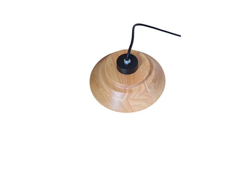 Hanglamp Zwart met hout en witte binnenkant - Scaldare Catania