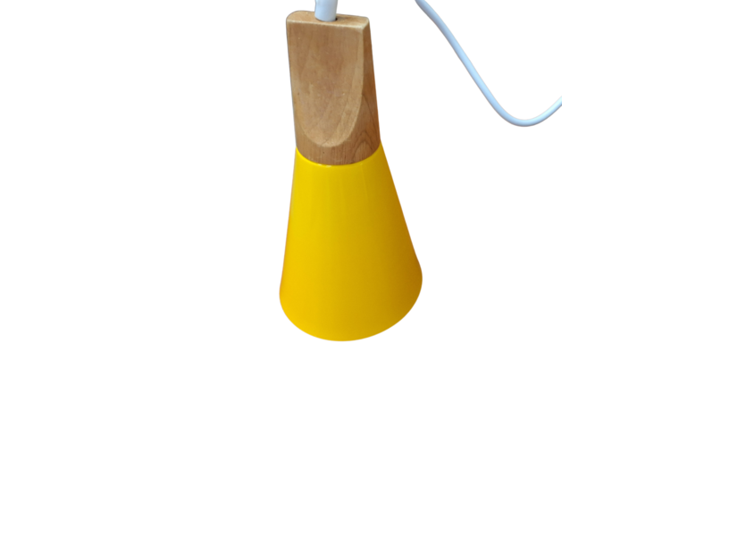 Hanglamp Modern Geel met hout 13,5 cm - Scaldare Cefalu