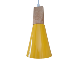 Scaldare Hanglamp Modern Geel met hout 13,5 cm - Scaldare Cefalu