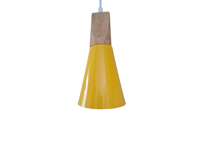 Hanglamp Modern Geel met hout 13,5 cm - Scaldare Cefalu