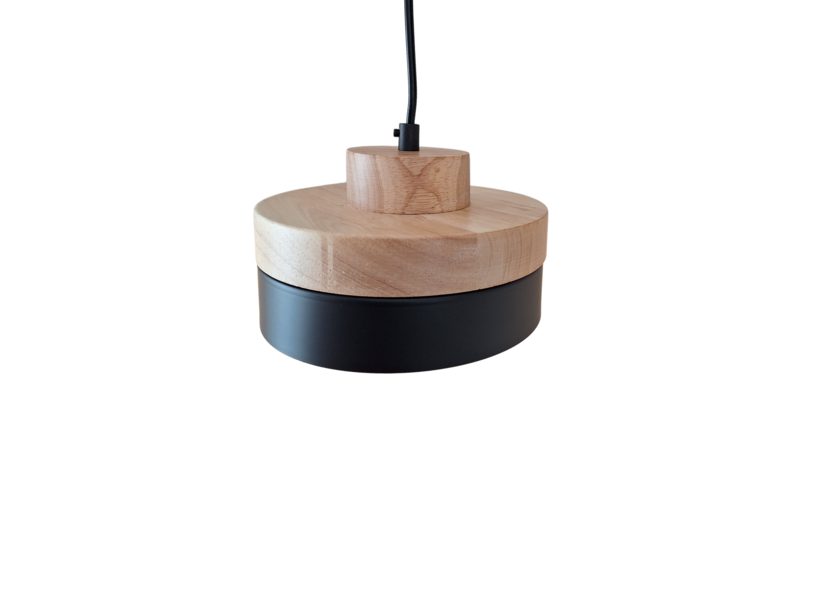 Hanglamp Zwart met hout - Scaldare Marsala