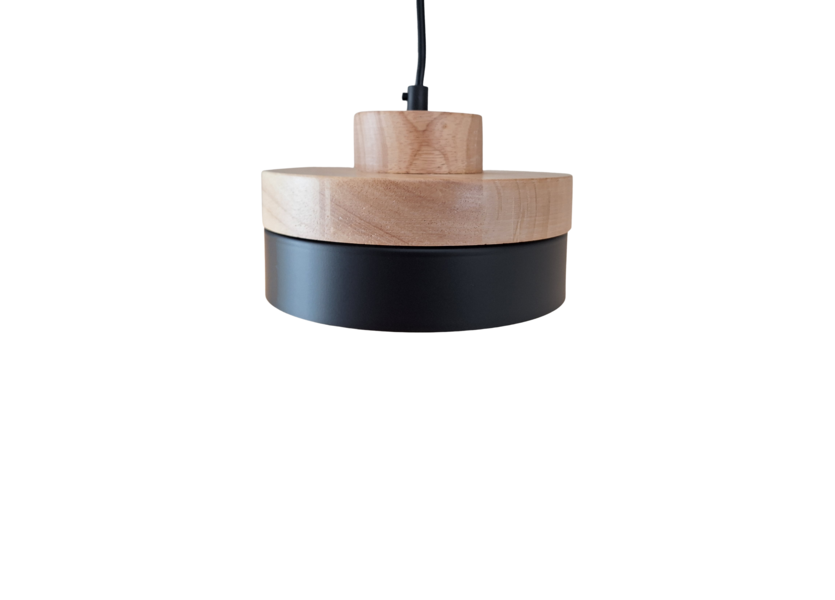 Hanglamp Zwart met hout - Scaldare Marsala