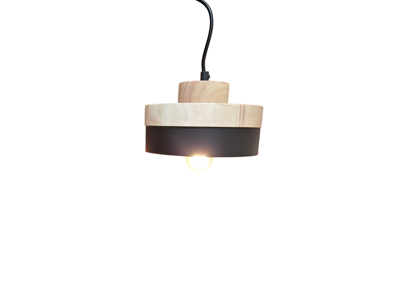 Hanglamp Zwart met hout - Scaldare Marsala