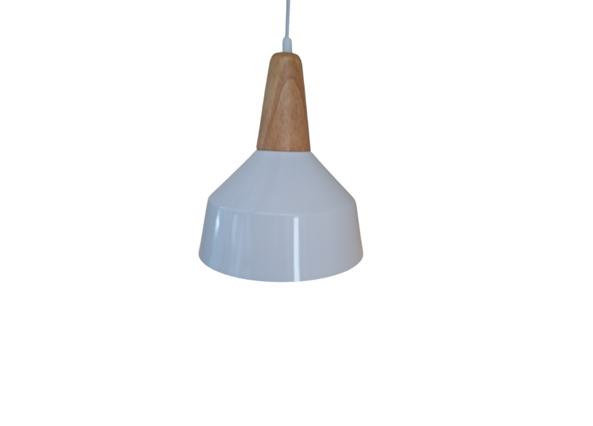 Hanglamp Wit met hout en witte binnenkant - Scaldare Marzamemi