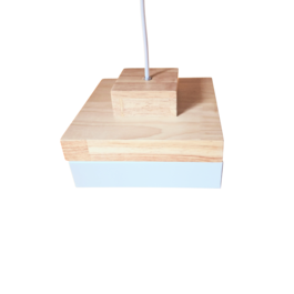 Scaldare Hanglamp Modern Wit vierkant met hout  18 cm- Scaldare Scilli