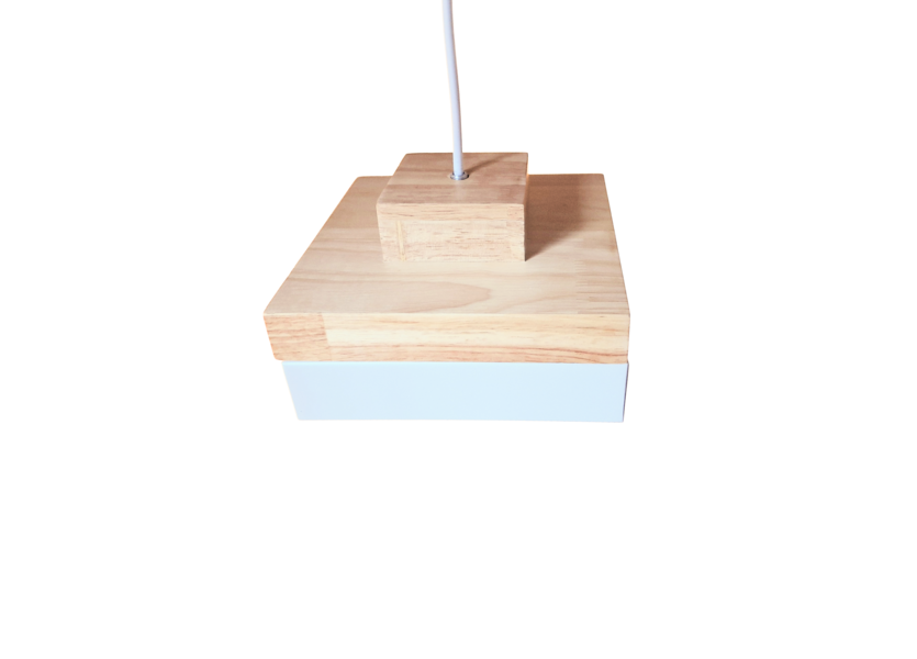 Hanglamp Modern Wit vierkant me hout 18 cm  - Scaldare Scilla