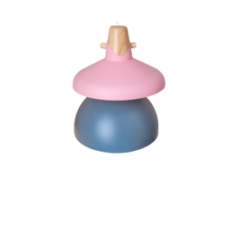 Scaldare Hanglamp Modern Grijs/Blauw met Roze en Hout 35 cm - Scaldare Milazzo