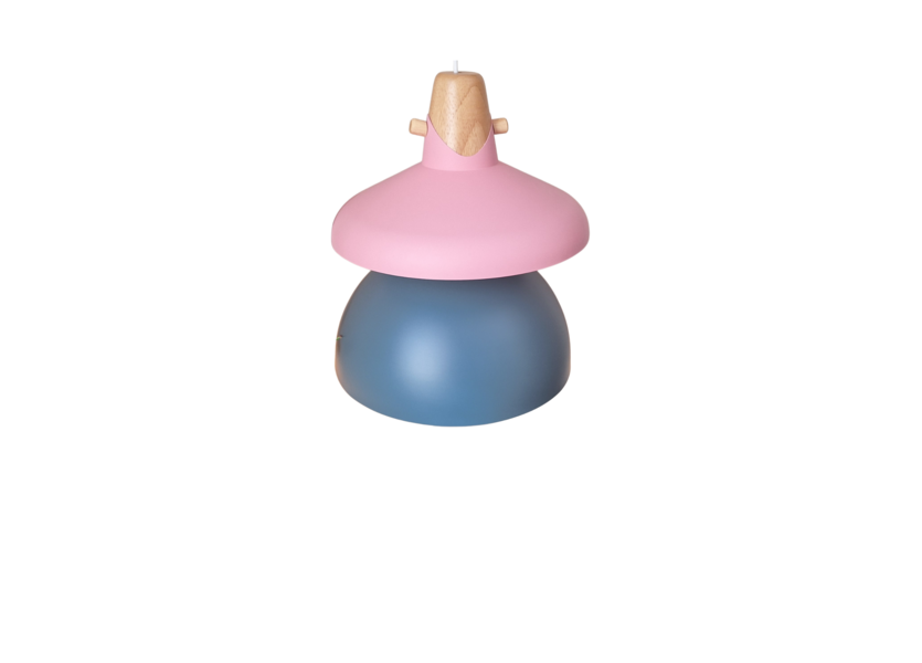 Hanglamp Modern Grijs/Blauw met Roze en Hout 35 cm - Scaldare Milazzo