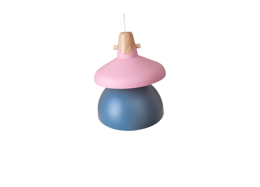 Hanglamp Modern Grijs/Blauw met Roze en Hout 35 cm - Scaldare Milazzo