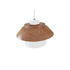 Scaldare Hanglamp Wit met hout en witte binnenkant - Scaldare Catania