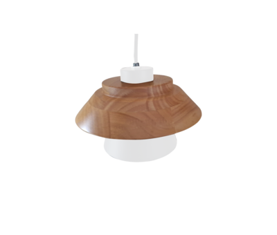 Scaldare Hanglamp Wit met hout en witte binnenkant - Scaldare Catania
