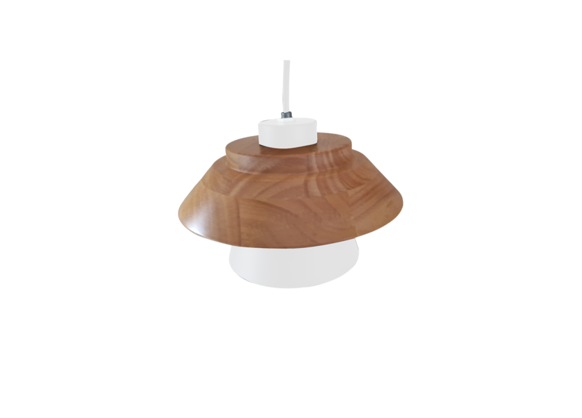 Hanglamp Wit met hout en witte binnenkant - Scaldare Catania