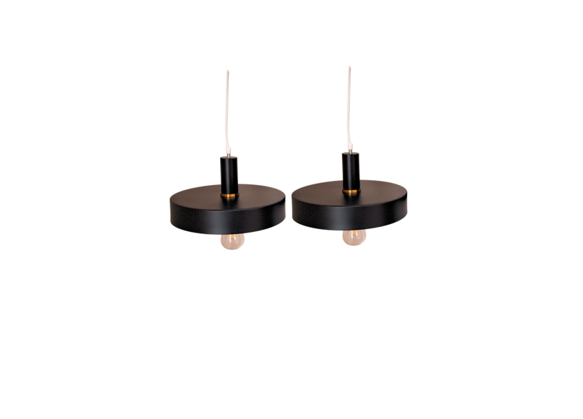 Hanglamp Zwart set van 2 lampen met witte binnenkant - Scaldare Trapani