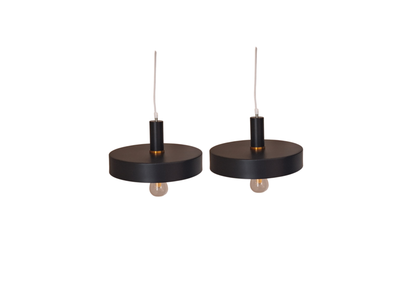 Hanglamp Zwart set van 2 lampen met witte binnenkant - Scaldare Trapani