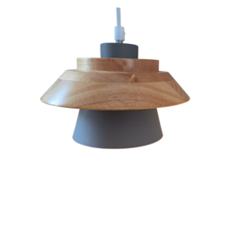 Scaldare Hanglamp Grijs met hout en witte binnenkant - Scaldare Catania