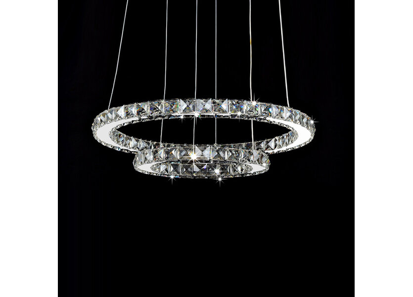 Ring Hanglamp Crystal 2 delen diam, 50/29 cm incl LED verlichting - Scaldare Monreale