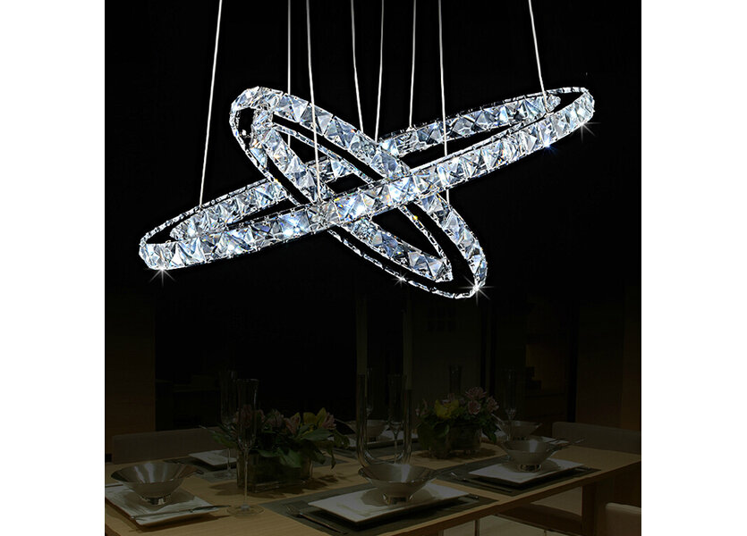 Ring Hanglamp Crystal 2 delen diam, 50/29 cm incl LED verlichting - Scaldare Monreale