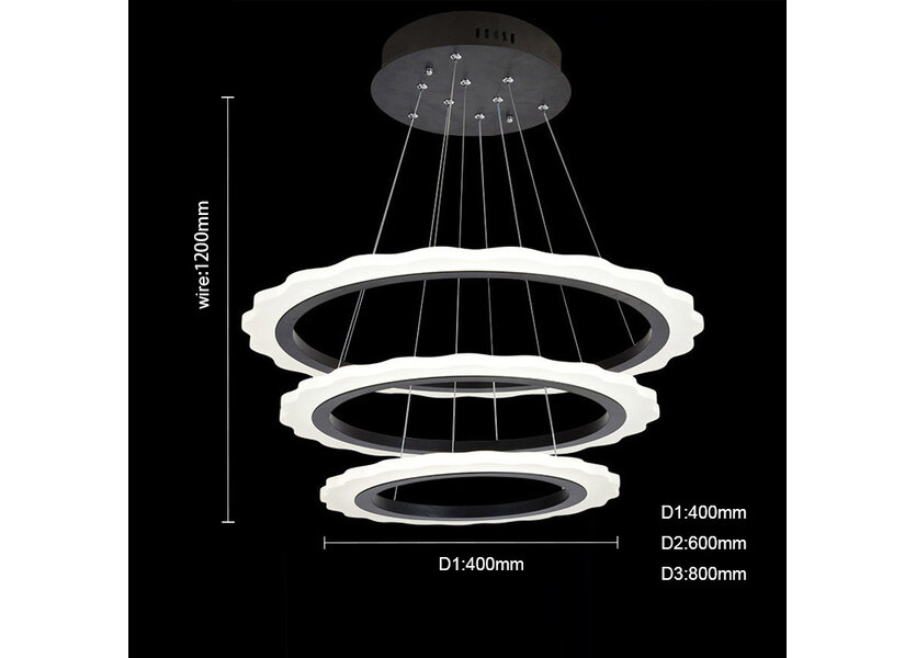 Ring Hanglamp 3 delen diam, 80/60/40 cm incl LED verlichting - Scaldare Canicatti