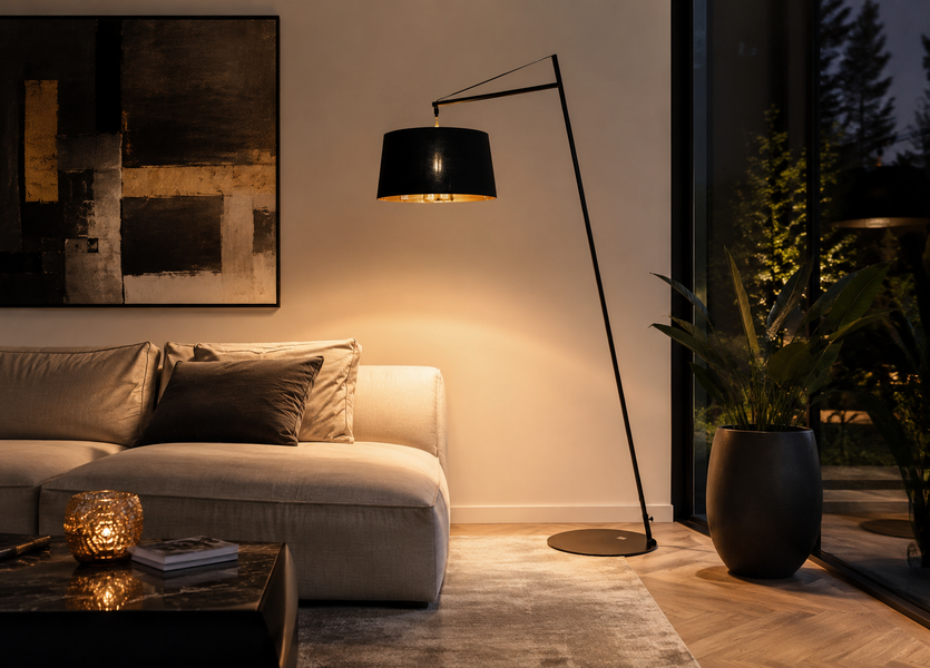 Staande lamp Modern Zwart met Kap H160 cm - Scaldare Vivaro