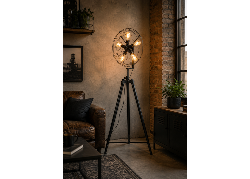 Staande Driepoot Lamp Industrieel Zwart  - Scaldare Umbra