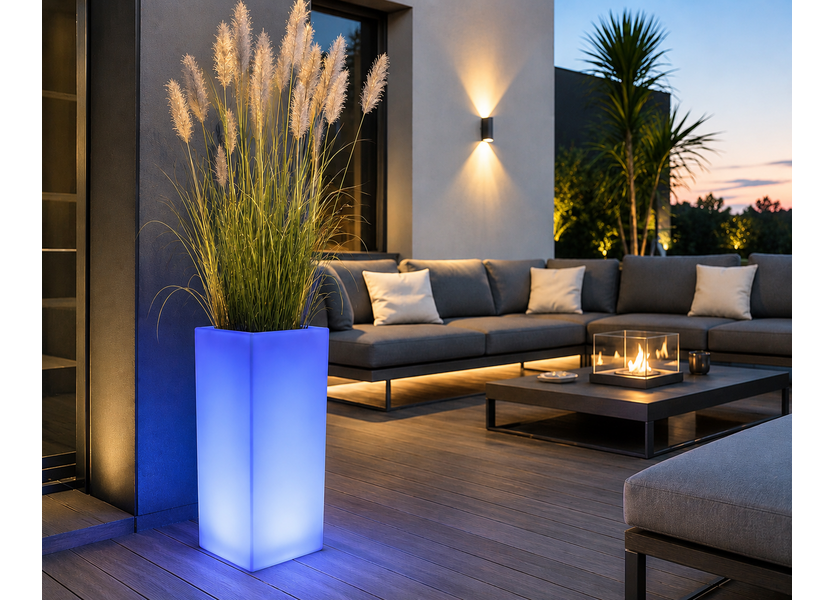Oplaadbare Bloempot 90 cm LED RGB incl. Afstandsbediening  - Garleds Lapras Tuinlamp