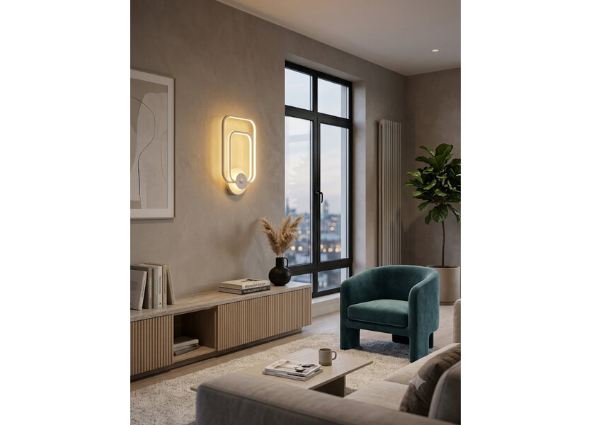 Wandlamp LED Design Wit Rechthoek - Scaldare Gaeta