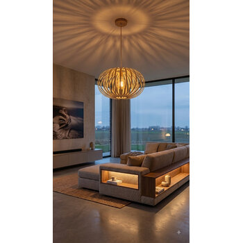 Madera Hanglamp Hout Rond Houtkleur 53 cm - Madera Sabina