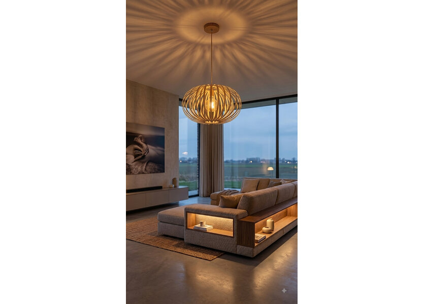 Hanglamp Hout Rond Houtkleur 53 cm - Madera Sabina