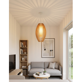 Madera Hanglamp Hout Ovaal Houtkleur 29 cm - Madera Encina