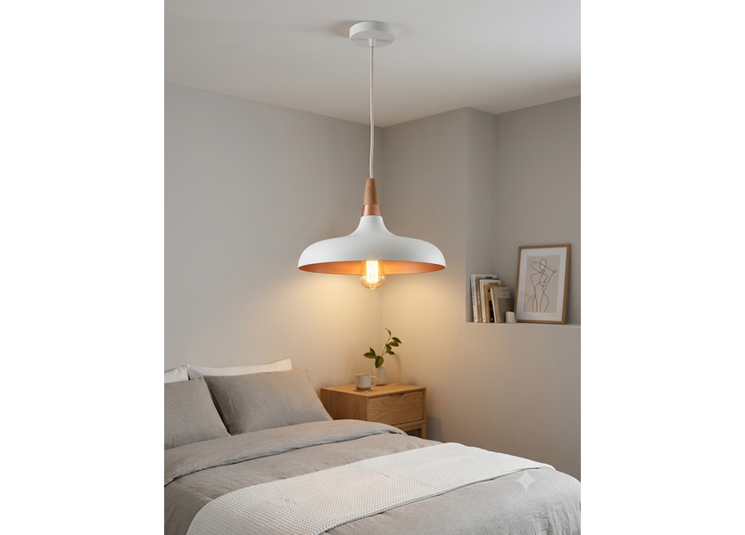 Hanglamp Wit Aluminium met hout - Valott Hanna