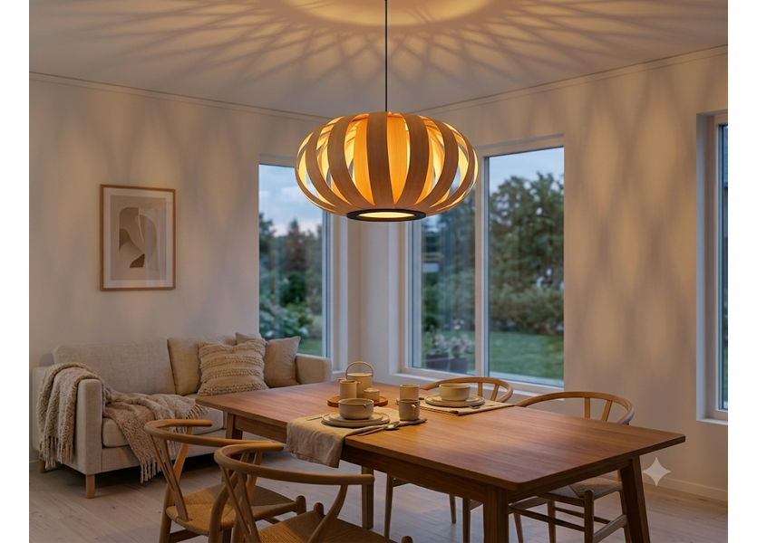 Hanglamp Hout Rond Houtkleur 40 cm - Madera Algarrobo