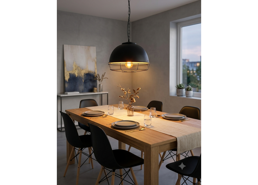 Hanglamp Industrieel Zwart Rond Metaal - Valott Taavi