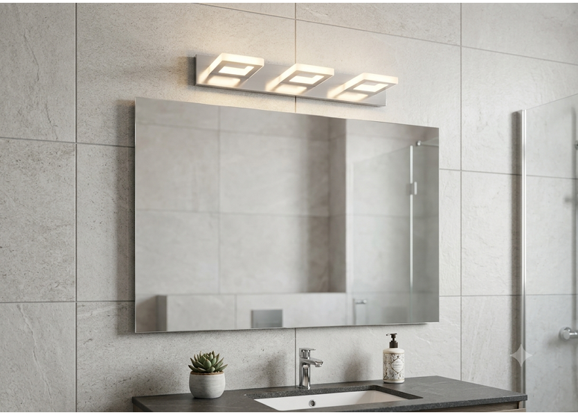 Spiegellamp Vierkant LED Wit 48 cm - Saniled Cermin