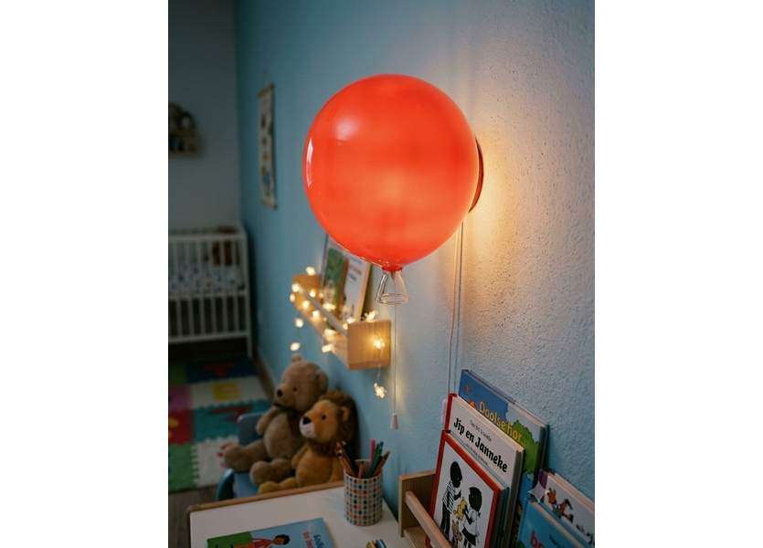Wandlamp Ballonlamp Rood Groot inclusief 4W LED lamp - Funnylights