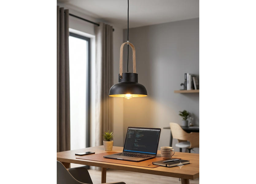 Hanglamp Modern Zwart Aluminium met Hout - Valott Mirja