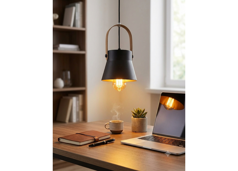 Hanglamp Modern Zwart Aluminium met Hout - Valott Kirsi