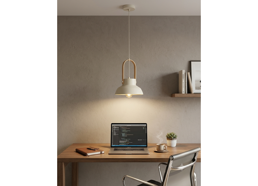 Hanglamp Modern Wit Aluminium met Hout - Valott Lumi